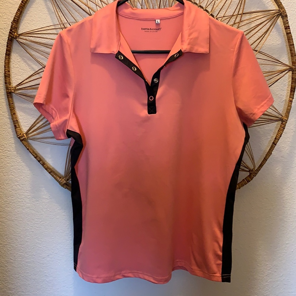 Bette & Court Women's Peach/Black Colored Golf Tee  Size Large  Free Shipping
